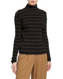 Vince Striped Rib Turtleneck Pullover at Neiman Marcus